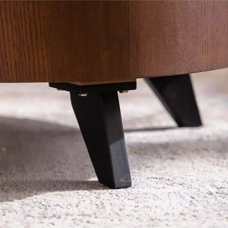 Table basse ronde, rangement intégré, style moderne du milieu du siècle pour salon, chambre, cuisine