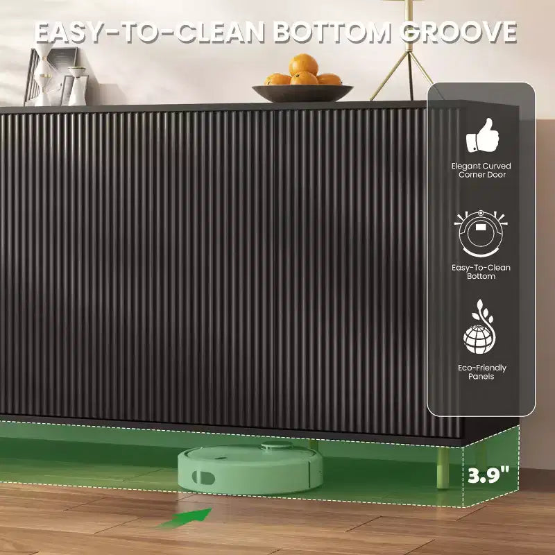 EROMMY Buffet bahut 4 portes 67 avec étagères réglables