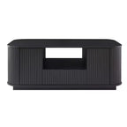 Table basse ovale, 118 cm, luxe moderne avec tiroirs et rangement, silhouette incurvée, pour salon ou bureau