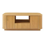 Table basse ovale, 118 cm, luxe moderne avec tiroirs et rangement, silhouette incurvée, pour salon ou bureau