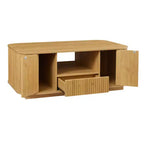Table basse ovale, 118 cm, luxe moderne avec tiroirs et rangement, silhouette incurvée, pour salon ou bureau