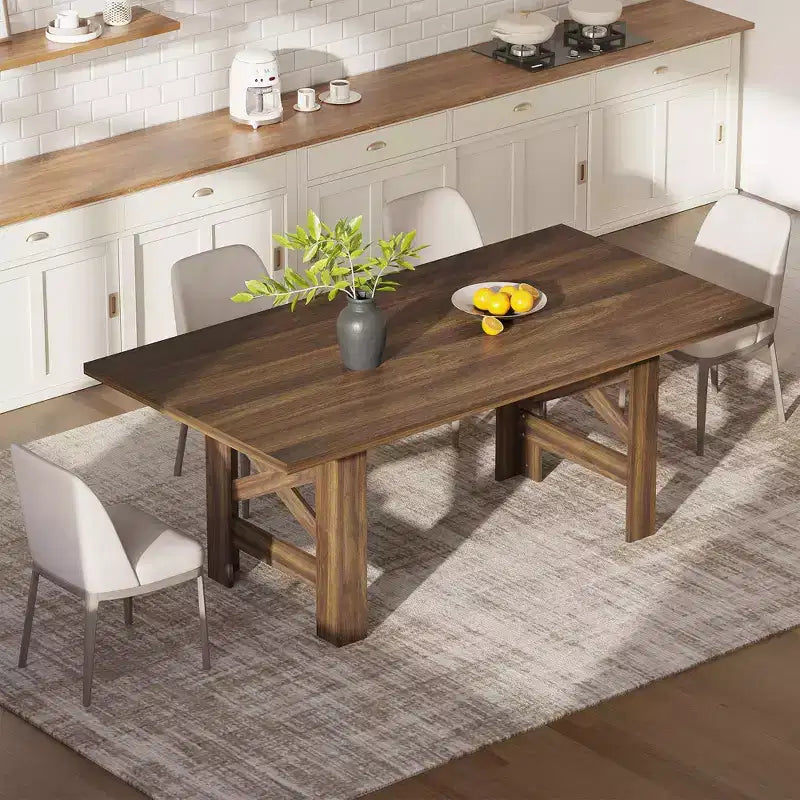 71 grande table de cuisine de ferme en bois avec un cadre épais et robuste pour la cuisine, le bureau