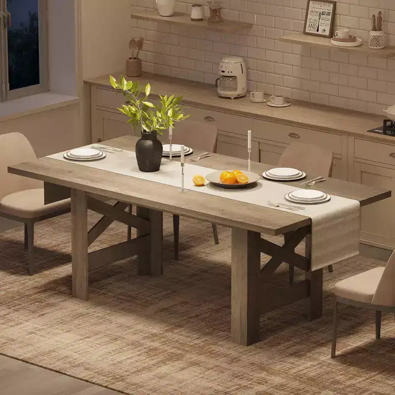 71 grande table de cuisine de ferme en bois avec un cadre épais et robuste pour la cuisine, le bureau
