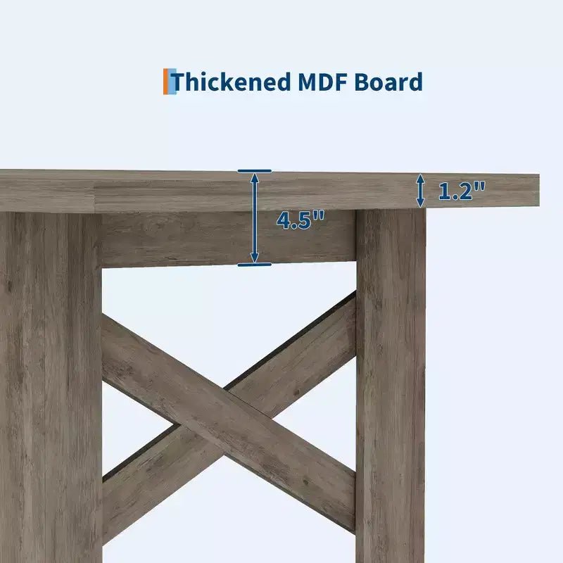 71 grande table de cuisine de ferme en bois avec un cadre épais et robuste pour la cuisine, le bureau