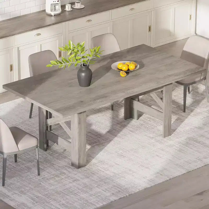71 grande table de cuisine de ferme en bois avec un cadre épais et robuste pour la cuisine, le bureau