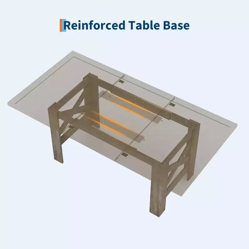 71 grande table de cuisine de ferme en bois avec un cadre épais et robuste pour la cuisine, le bureau