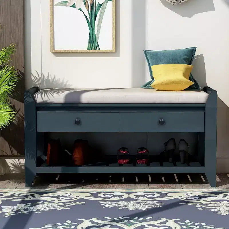 Banc de rangement multifonction TUYOHW pour entrée, banc à chaussures rembourré avec tiroirs, meuble à chaussures multicolore pour entrée