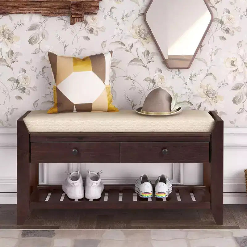 Banc de rangement multifonction TUYOHW pour entrée, banc à chaussures rembourré avec tiroirs, meuble à chaussures multicolore pour entrée