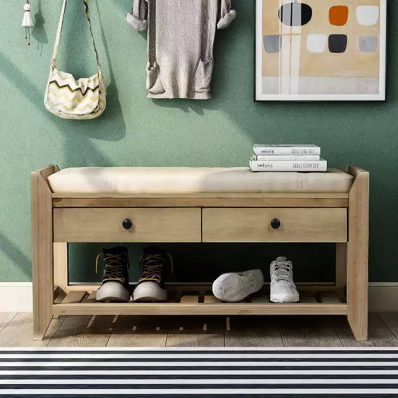 Banc de rangement multifonction TUYOHW pour entrée, banc à chaussures rembourré avec tiroirs, meuble à chaussures multicolore pour entrée