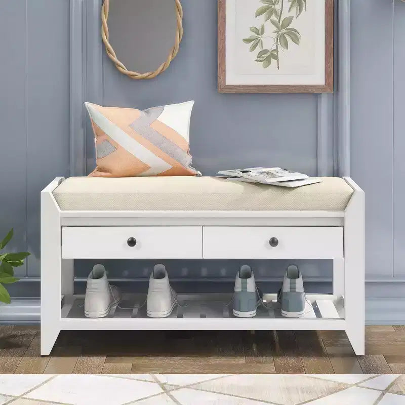 Banc de rangement multifonction TUYOHW pour entrée, banc à chaussures rembourré avec tiroirs, meuble à chaussures multicolore pour entrée