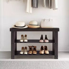 Banc range-chaussures en bambou TUYOHW, organiseur de rangement pour chaussures à 3 niveaux avec une capacité de 130 kg, banc à chaussures étanche pour entrée