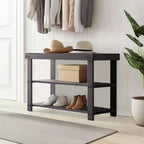Banc range-chaussures en bambou TUYOHW, organiseur de rangement pour chaussures à 3 niveaux avec une capacité de 130 kg, banc à chaussures étanche pour entrée