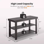 Banc range-chaussures en bambou TUYOHW, organiseur de rangement pour chaussures à 3 niveaux avec une capacité de 130 kg, banc à chaussures étanche pour entrée