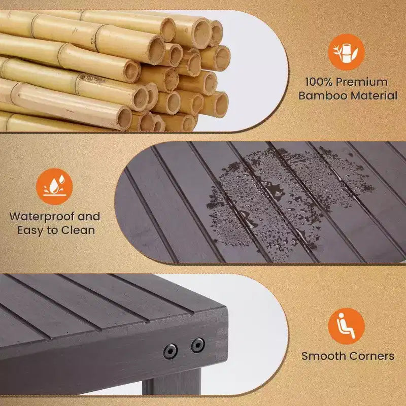 Banc range-chaussures en bambou TUYOHW, organiseur de rangement pour chaussures à 3 niveaux avec une capacité de 130 kg, banc à chaussures étanche pour entrée
