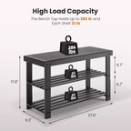 Banc range-chaussures en bambou TUYOHW, organiseur de rangement pour chaussures à 3 niveaux avec une capacité de 130 kg, banc à chaussures étanche pour entrée