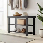 Banc range-chaussures en bambou TUYOHW, organiseur de rangement pour chaussures à 3 niveaux avec une capacité de 130 kg, banc à chaussures étanche pour entrée