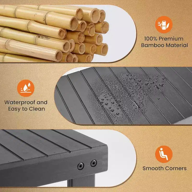 Banc range-chaussures en bambou TUYOHW, organiseur de rangement pour chaussures à 3 niveaux avec une capacité de 130 kg, banc à chaussures étanche pour entrée