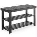 TUYOHW Bamboo Shoe Rack Bench,3-Tier Shoe Storage Organizer with 286lb Capacity,Waterproof Entryway Shoe Bench