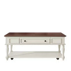 Table basse vintage, 1 tiroir, montage facile, table centrale rectangulaire mobile avec roulettes verrouillables, en bois de style campagnard pour salon