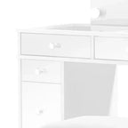 Coiffeuse Royal Hampton avec miroir éclairé et tabouret rembourré, blanc-gris