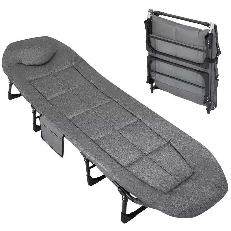 COZONY 75 Lit de Camp Pliant pour Adultes avec Coussin & Oreiller, Lit de Couchage Portable Robuste pour Utilisation Intérieure & Extérieure