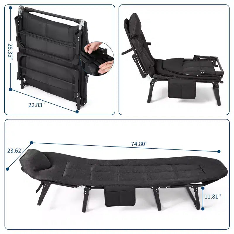 COZONY 75 Lit de Camp Pliant pour Adultes avec Coussin & Oreiller, Lit de Couchage Portable Robuste pour Utilisation Intérieure & Extérieure