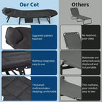 COZONY 75 Lit de Camp Pliant pour Adultes avec Coussin & Oreiller, Lit de Couchage Portable Robuste pour Utilisation Intérieure & Extérieure