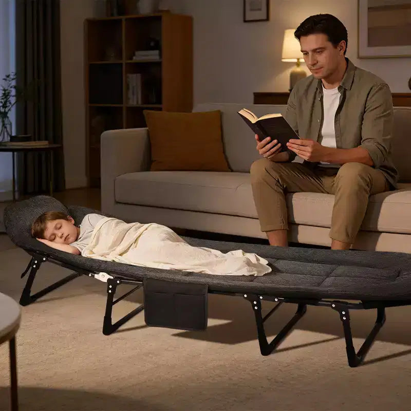 COZONY 75 Lit de Camp Pliant pour Adultes avec Coussin & Oreiller, Lit de Couchage Portable Robuste pour Utilisation Intérieure & Extérieure