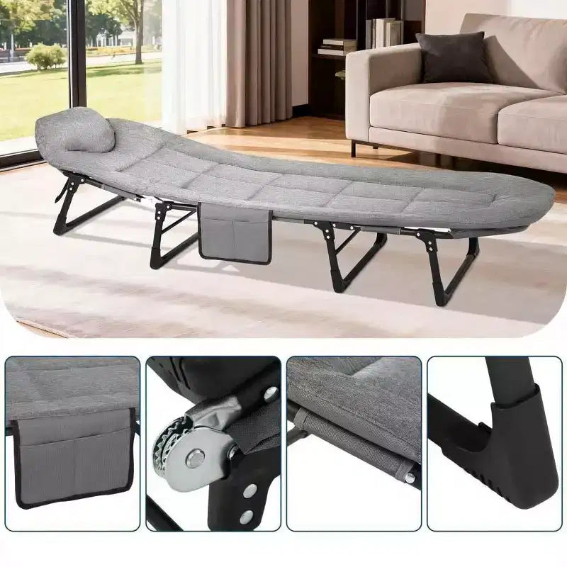 COZONY 75 Lit de Camp Pliant pour Adultes avec Coussin & Oreiller, Lit de Couchage Portable Robuste pour Utilisation Intérieure & Extérieure