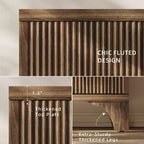 Bahut cannelé avec étagères réglables et portes en bois
