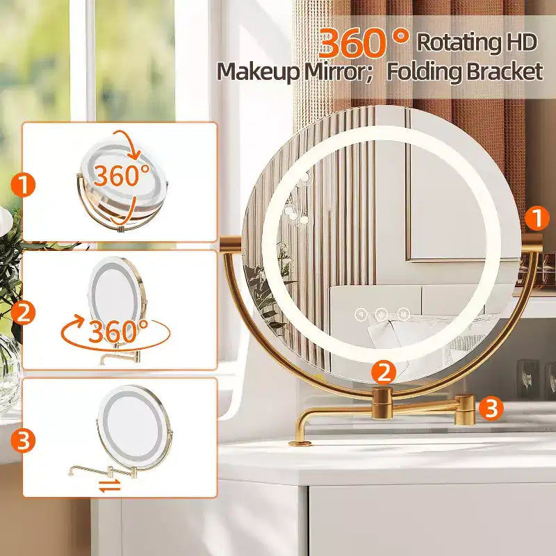 Coiffeuse d'angle élégante Okak avec tabouret rembourré, coiffeuse avec grand espace de rangement, coiffeuse compacte et peu encombrante pour chambre, blanche