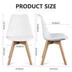 Chaises de salle à manger Okak (lot de 4) avec surface en similicuir et pieds en bois, chaises sans accoudoirs avec assise rembourrée, chaises de cuisine pour salle à manger