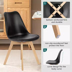 Chaises de salle à manger Okak (lot de 4) avec surface en similicuir et pieds en bois, chaises sans accoudoirs avec assise rembourrée, chaises de cuisine pour salle à manger