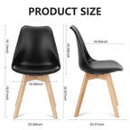 Chaises de salle à manger Okak (lot de 4) avec surface en similicuir et pieds en bois, chaises sans accoudoirs avec assise rembourrée, chaises de cuisine pour salle à manger