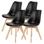 Chaises de salle à manger Okak (lot de 4) avec surface en similicuir et pieds en bois, chaises sans accoudoirs avec assise rembourrée, chaises de cuisine pour salle à manger