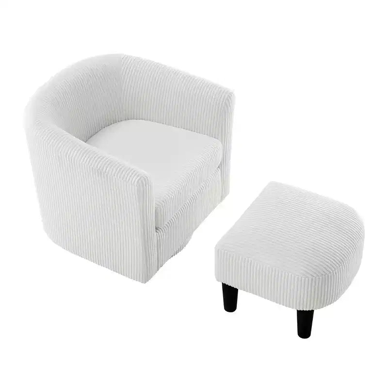 TUYOHW Ensemble fauteuil inclinable et ottoman modernes pivotants en velours côtelé avec cadre robuste, canapé simple pour salon, chambre, bureau