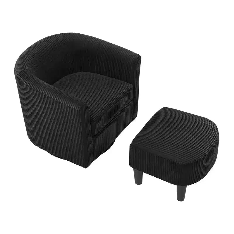 TUYOHW Ensemble fauteuil inclinable et ottoman modernes pivotants en velours côtelé avec cadre robuste, canapé simple pour salon, chambre, bureau