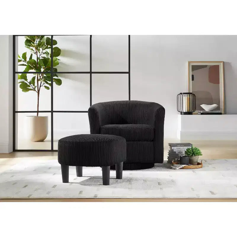 TUYOHW Ensemble fauteuil inclinable et ottoman modernes pivotants en velours côtelé avec cadre robuste, canapé simple pour salon, chambre, bureau