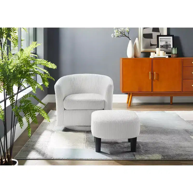 TUYOHW Ensemble fauteuil inclinable et ottoman modernes pivotants en velours côtelé avec cadre robuste, canapé simple pour salon, chambre, bureau