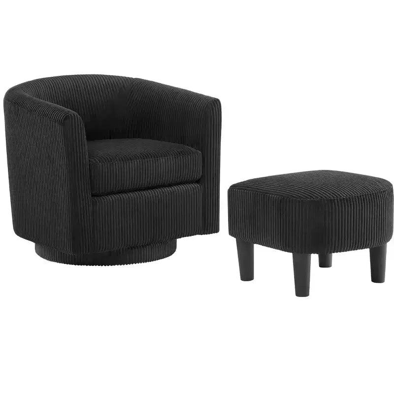 TUYOHW Ensemble fauteuil inclinable et ottoman modernes pivotants en velours côtelé avec cadre robuste, canapé simple pour salon, chambre, bureau