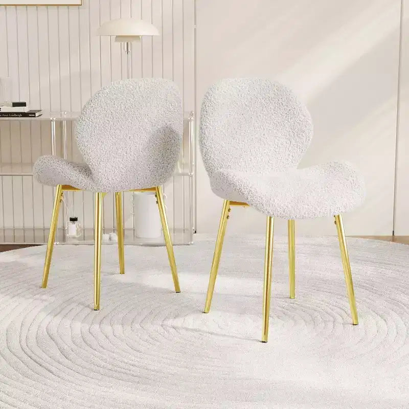 TUYOHW Lot de 2 chaises de salle à manger minimalistes, chaises de cuisine Teddy avec dossier en forme de coquille et pieds en métal, chaises de salle à manger modernes pour salon