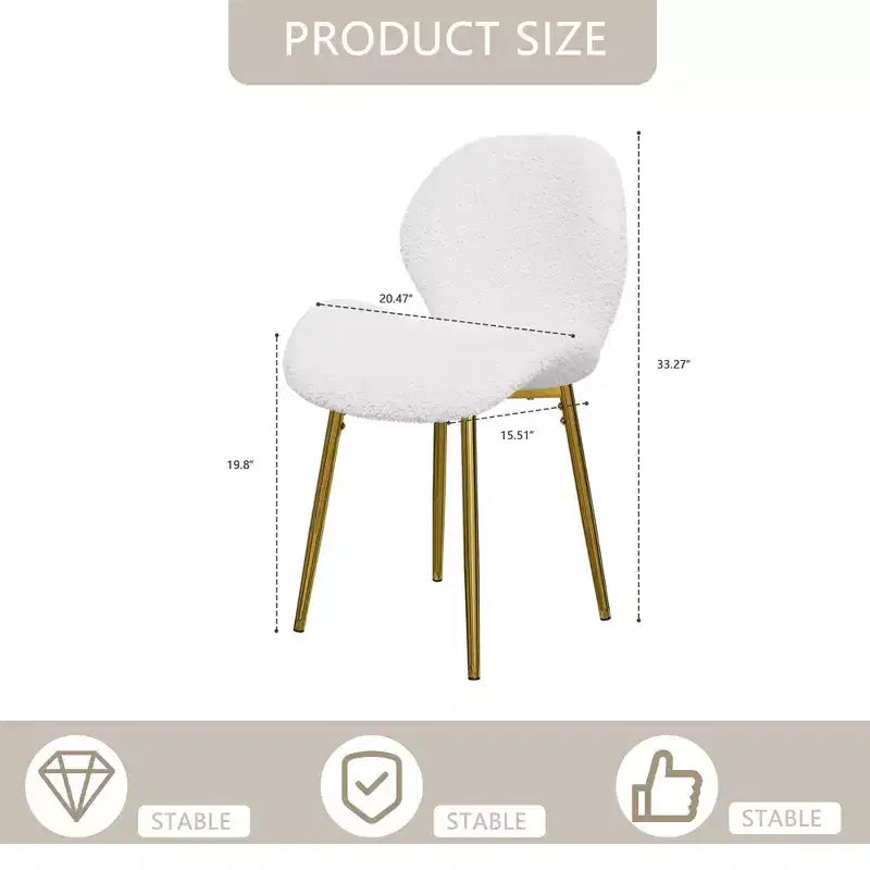 TUYOHW Lot de 2 chaises de salle à manger minimalistes, chaises de cuisine Teddy avec dossier en forme de coquille et pieds en métal, chaises de salle à manger modernes pour salon