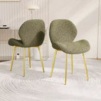 TUYOHW Lot de 2 chaises de salle à manger minimalistes, chaises de cuisine Teddy avec dossier en forme de coquille et pieds en métal, chaises de salle à manger modernes pour salon