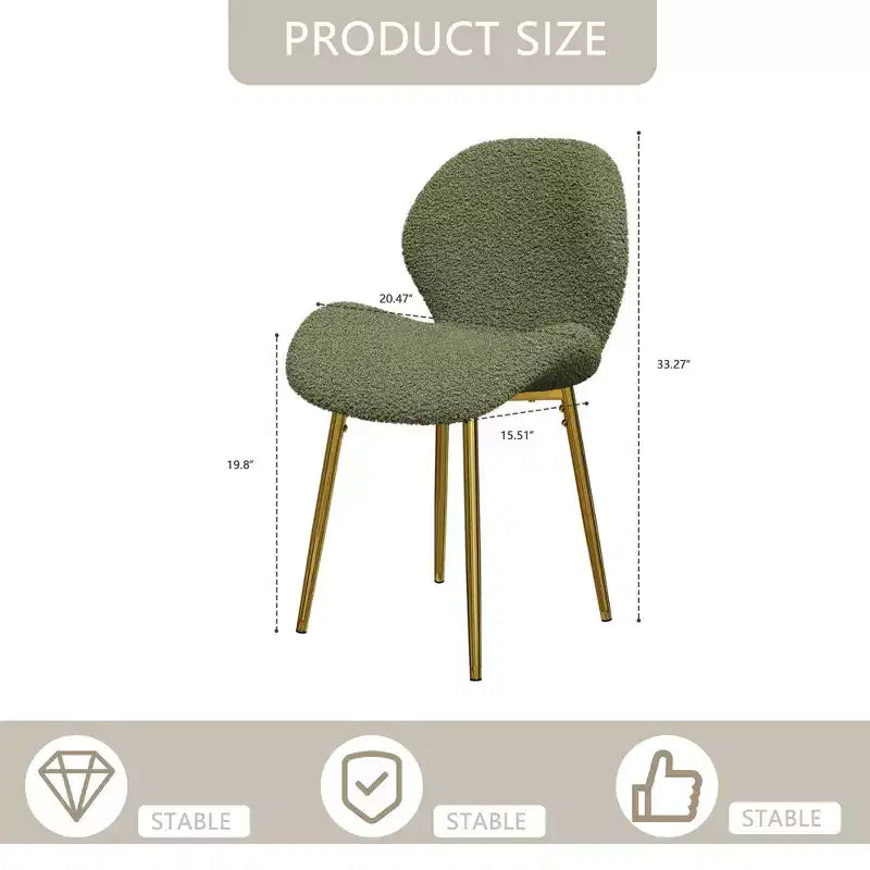 TUYOHW Lot de 2 chaises de salle à manger minimalistes, chaises de cuisine Teddy avec dossier en forme de coquille et pieds en métal, chaises de salle à manger modernes pour salon