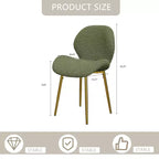 TUYOHW Lot de 2 chaises de salle à manger minimalistes, chaises de cuisine Teddy avec dossier en forme de coquille et pieds en métal, chaises de salle à manger modernes pour salon