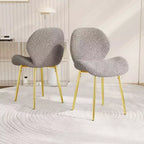 TUYOHW Lot de 2 chaises de salle à manger minimalistes, chaises de cuisine Teddy avec dossier en forme de coquille et pieds en métal, chaises de salle à manger modernes pour salon