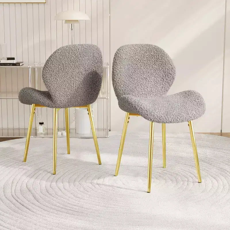TUYOHW Lot de 2 chaises de salle à manger minimalistes, chaises de cuisine Teddy avec dossier en forme de coquille et pieds en métal, chaises de salle à manger modernes pour salon