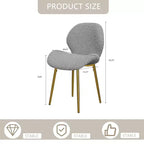 TUYOHW Lot de 2 chaises de salle à manger minimalistes, chaises de cuisine Teddy avec dossier en forme de coquille et pieds en métal, chaises de salle à manger modernes pour salon