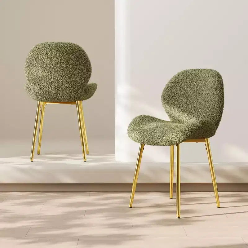 TUYOHW Lot de 2 chaises de salle à manger minimalistes, chaises de cuisine Teddy avec dossier en forme de coquille et pieds en métal, chaises de salle à manger modernes pour salon