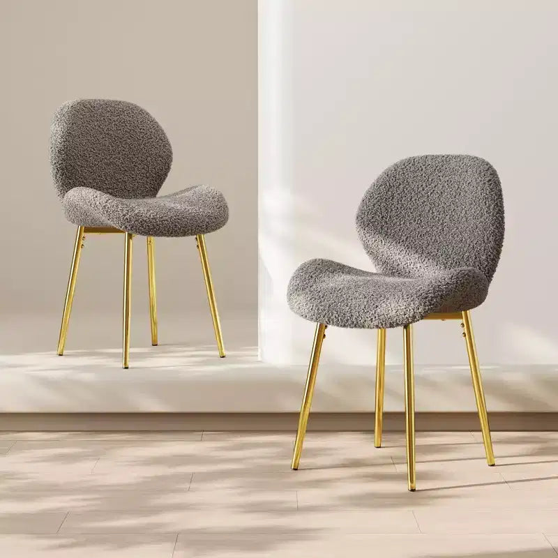TUYOHW Lot de 2 chaises de salle à manger minimalistes, chaises de cuisine Teddy avec dossier en forme de coquille et pieds en métal, chaises de salle à manger modernes pour salon